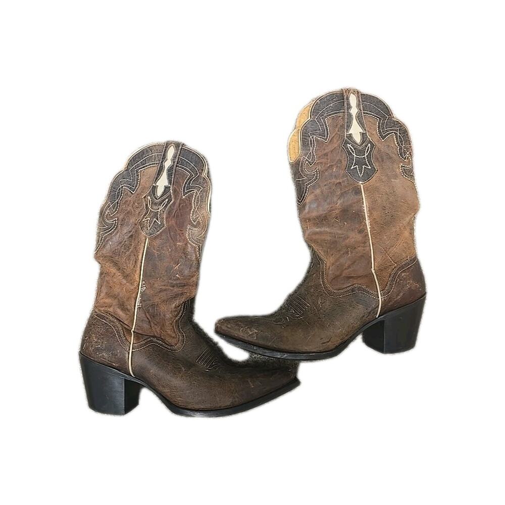 J.B. Dillon JBW5001 Brown Genuine Goat‎ Cowboy Western Boots Womans Size 11B